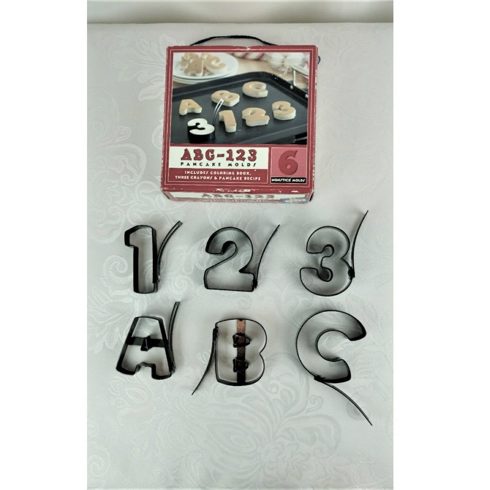 Pancake Molds Letters Numbers Set of 6 Non-stick